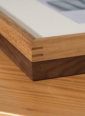 Y8Z相框定制A4a实木8开柚木字画相片框裱画胡桃木画框装裱定做