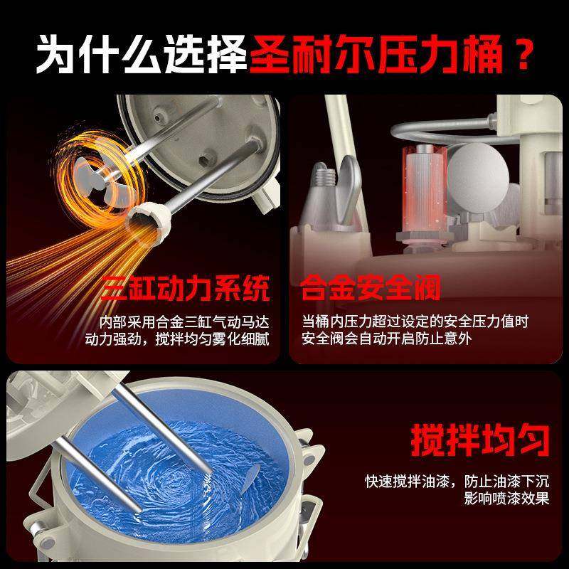 圣耐尔多规格不锈钢喷胶喷漆压力罐原装搅拌油漆涂料气动压力桶,五金/工具,喷枪,淘宝优惠券,粉丝福利购,淘宝优惠卷