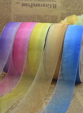 LJ001雪纱带5色25mm/38mm渐变色雪纱带