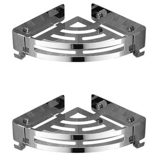 双层不锈钢置物架浴室转角架壁挂置物卫生间三角架承重强劲