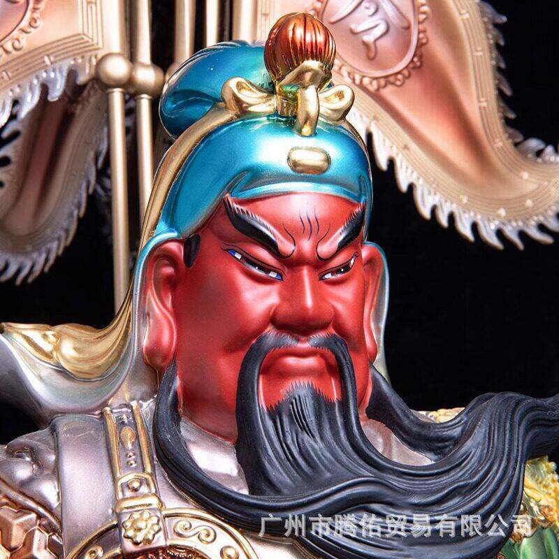 台湾铜雕九龙关公摆件客厅武财神关羽关公神像供奉店铺招财关二爷