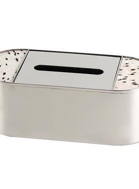 轻奢斑点皮毛金属纸巾盒摆件酒店餐厅厨房抽纸盒摆设样板房装饰品