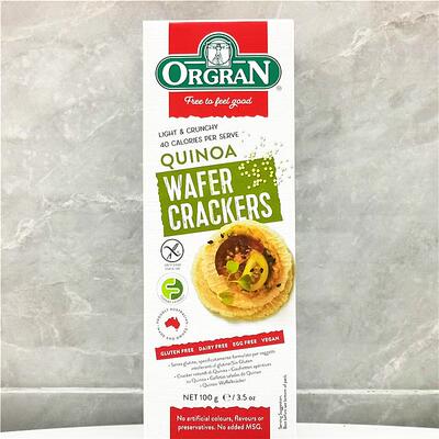 100g Orgran Wafer Crackers澳冠无麸质奇亚籽/藜麦米薄脆片饼干