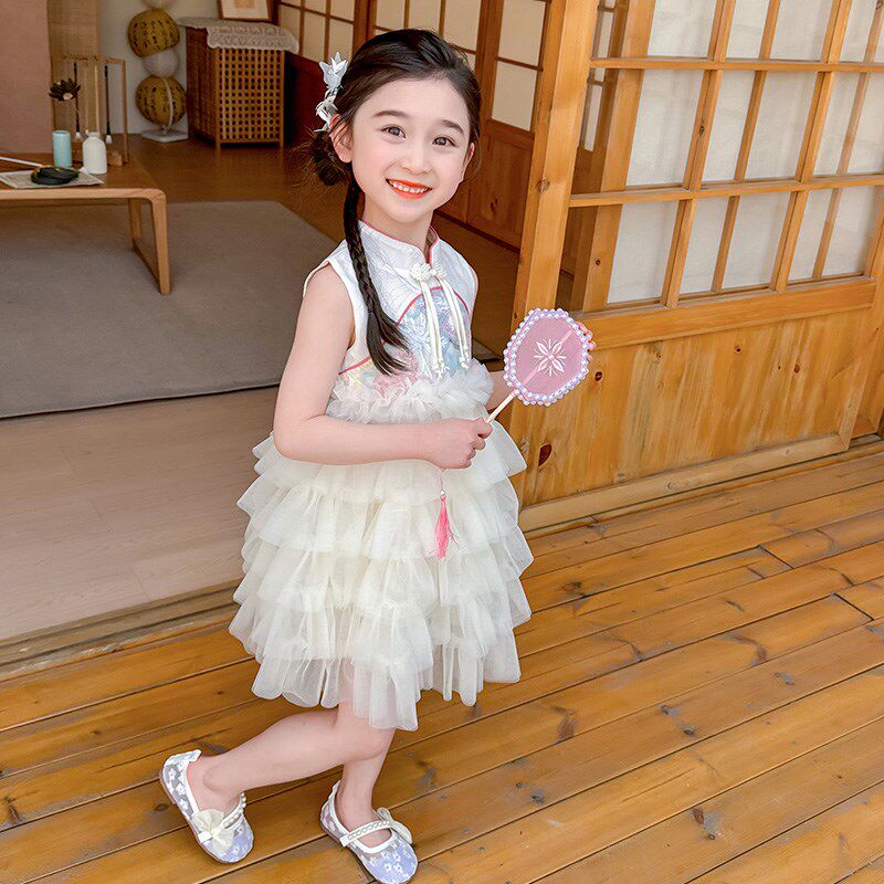 女童夏装连d衣裙2024新款汉服儿童新中式旗袍宝宝夏季蓬蓬公主裙