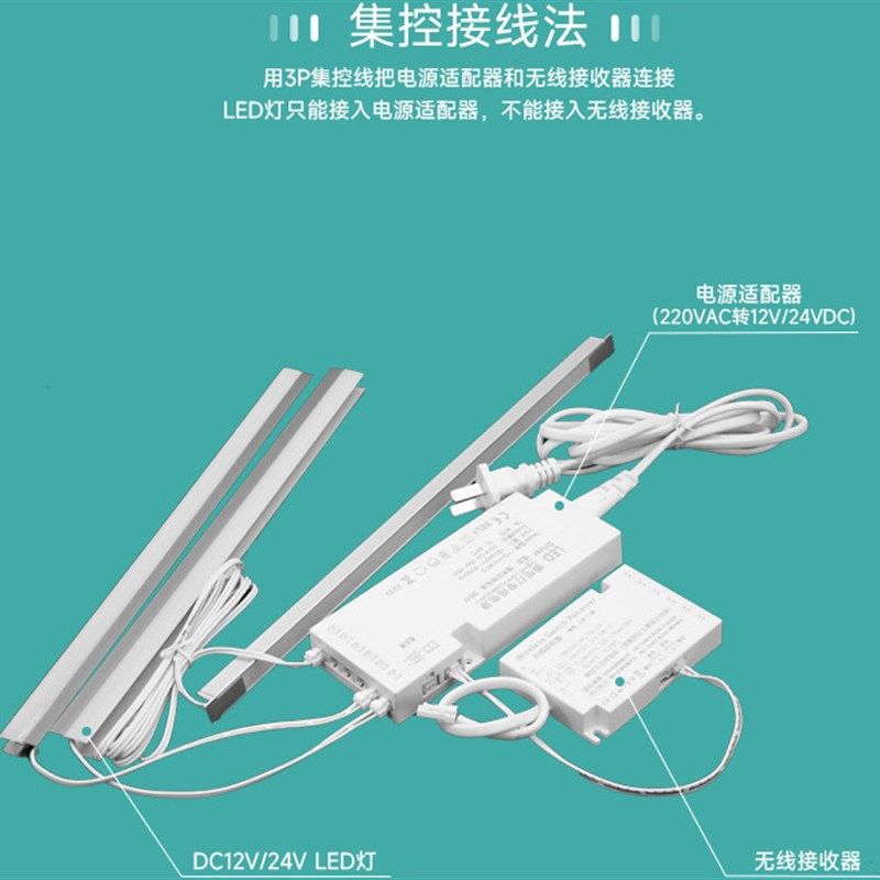 12V无b线触摸感应开关24V接收器人体触控门磁调光LED橱柜层板灯带