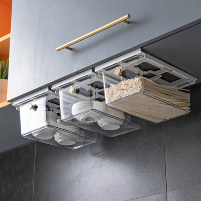 厨房收纳挂篮壁挂免m打孔置物架 橱柜吊柜下挂架抽屉式防尘储物架