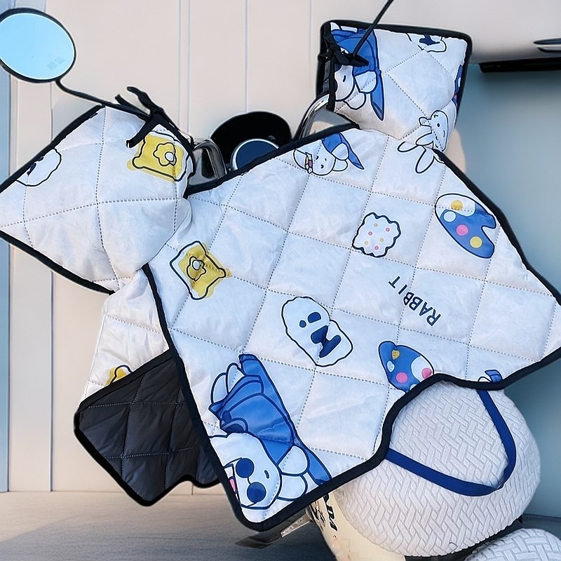 四季通用款电动车挡风被加棉春秋小摩托三轮车夏防Y晒隔热防风罩