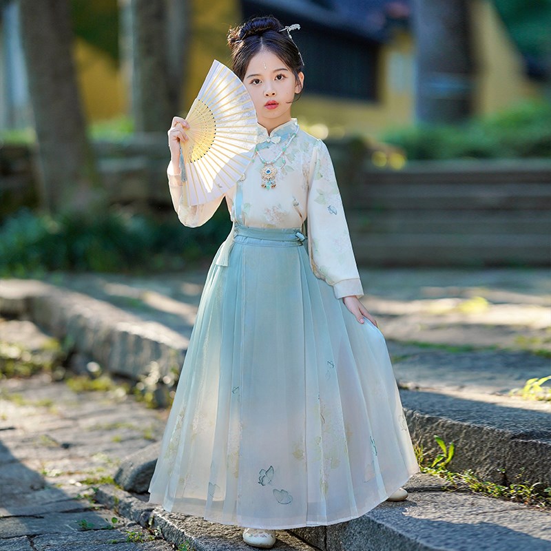 女童马面裙秋款套装儿童国风汉服小女G孩古风新中式古装春秋唐装