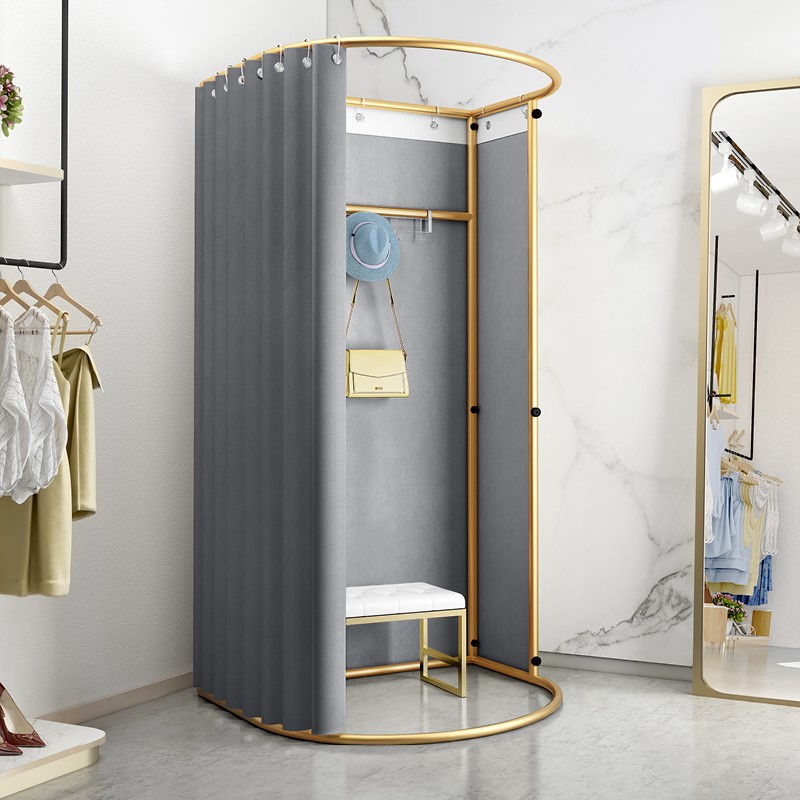 服装店展示架落地试衣间轨道商场简易可移K动更衣室临时活动换衣