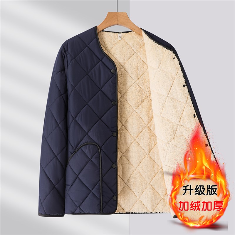 冬装中年男加绒棉袄爸爸装保暖外套E中老年加厚内胆老人棉衣爷爷