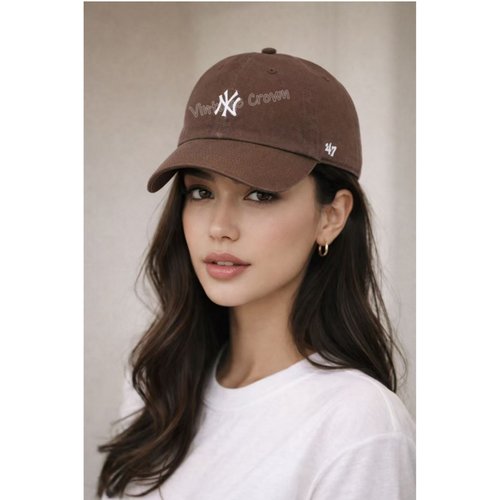 47brand棕色ny鸭舌帽女软顶字母la棒球帽男休闲百搭款显脸小显白