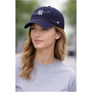 47Brand藏蓝色NY棒球帽女软顶刺绣小标 LA字母鸭舌帽男潮流休闲风