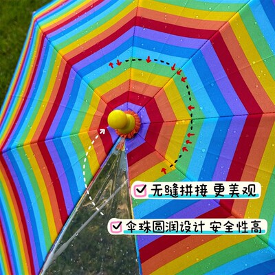 儿童雨具彩虹雨伞幼儿园宝宝防雨套装男童W女童小宝阳伞