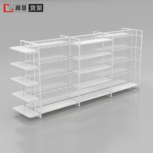 优品货架中岛柜i挂钩层板饰品货柜黑白中岛架挂摆超市货架铁木结