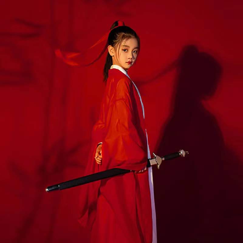 花木兰男女童g汉服角色扮演儿童古装侠客唐装中国风古典舞表演出