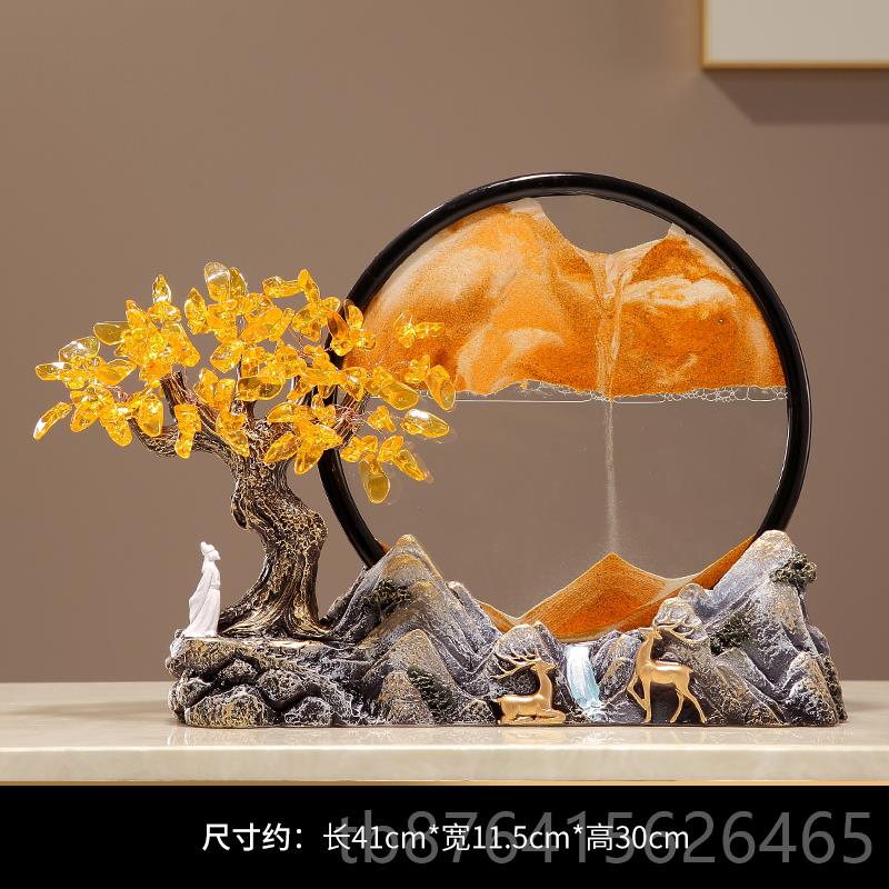 正品新中式发财树书假山创意沙画摆件客厅室房办公装饰品开业礼流图片