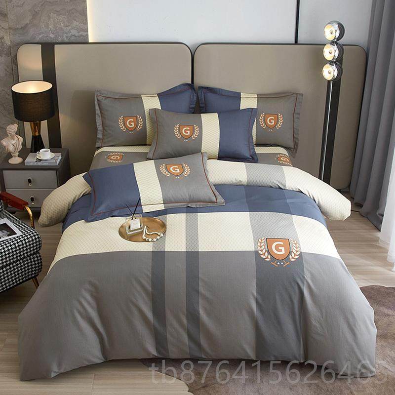 正品纯棉三件男北欧1.米全5棉四件套.条纹床单18床笠套被套简约青,床上用品,床品套件/四件套/多件套,淘宝优惠券,粉丝福利购,淘宝优惠卷