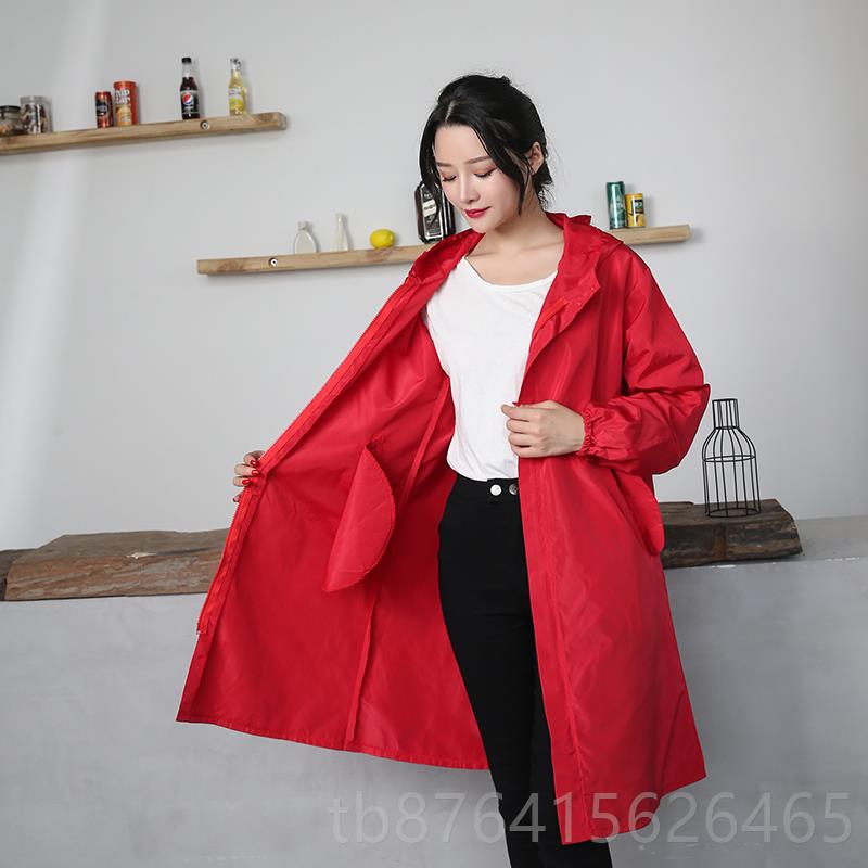 正品加防水防油尘罩衣风衣式女防护工作服韩版厨房风按扣男纯长色