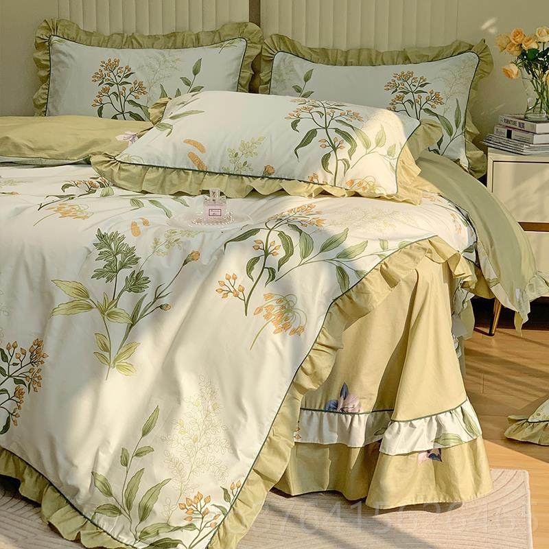 正品紫高级感类纯棉花边四件A套色轻奢全棉床单被套公主风1.床上,床上用品,床品套件/四件套/多件套,淘宝优惠券,粉丝福利购,淘宝优惠卷