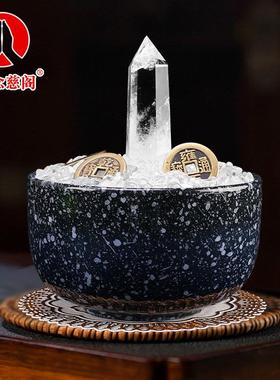 白水晶柱子摆件客厅家居梁下压聚宝盆卧室店铺玄关办公室桌面装饰