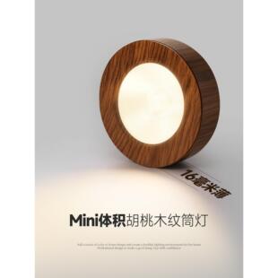 胡桃木超薄明装筒灯中古木纹家用客厅走廊过道展柜衣柜入户玄关灯