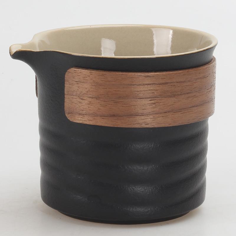 苍岚陶瓷复古黑陶公道杯单个公杯茶海分茶器茶壶茶杯茶具LOGO订制