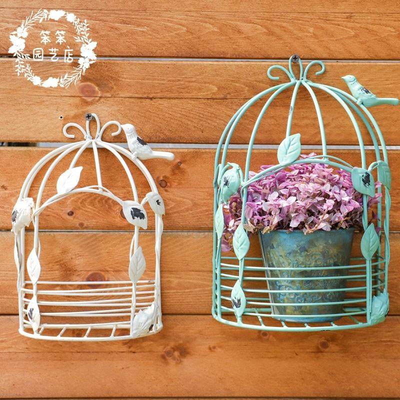 套二壁挂铁艺小鸟笼 复古做旧白色半圆多肉架小花架户外墙壁装饰,鲜花速递/花卉仿真/绿植园艺,花架,淘宝优惠券,粉丝福利购,淘宝优惠卷