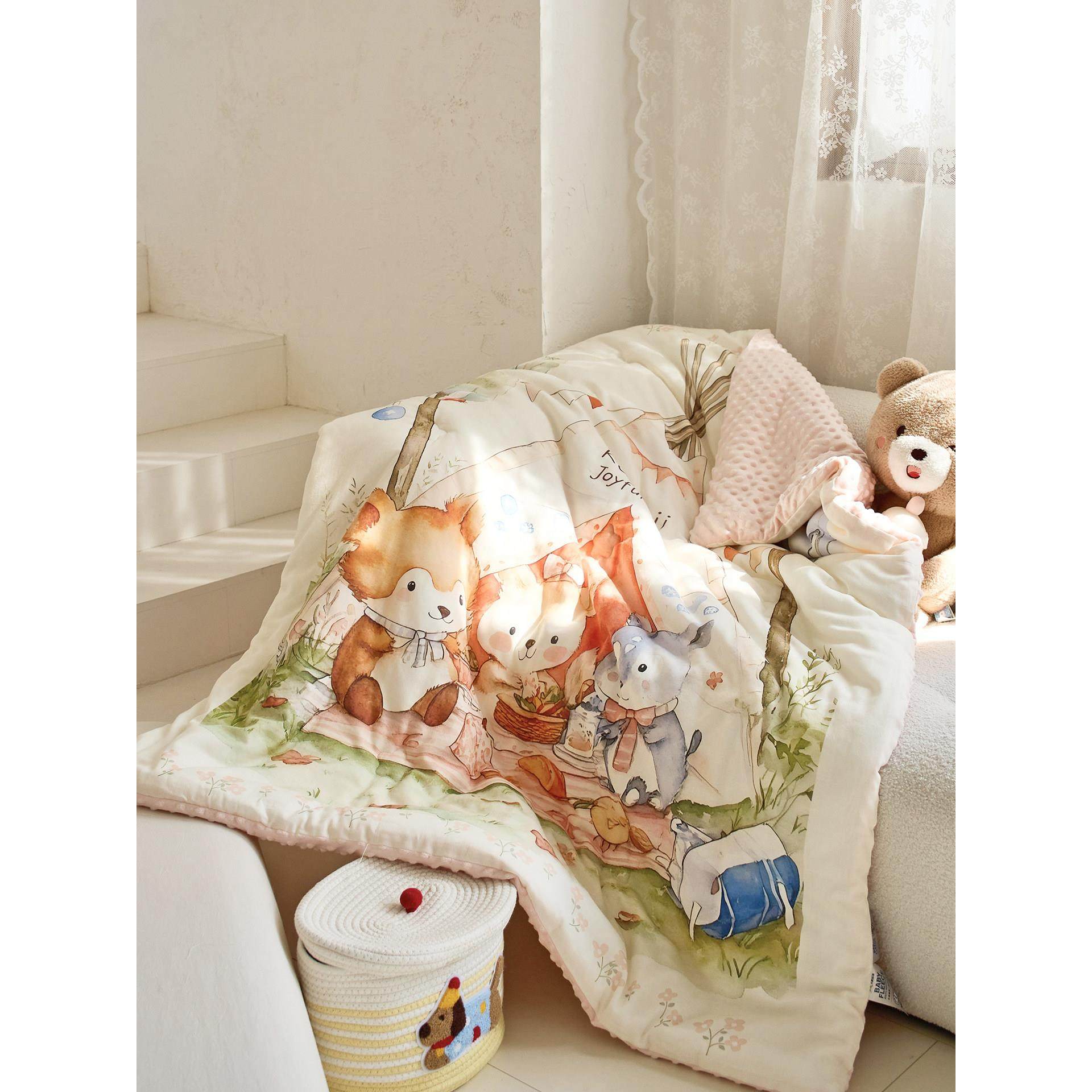 全棉双层纱豆豆被儿童春秋被幼儿园宝宝被子可机洗纱布棉被厚冬被,床上用品,化纤被,淘宝优惠券,粉丝福利购,淘宝优惠卷