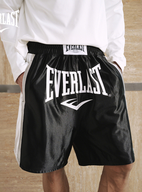 白客同款美国EVERLAST高腰拳击裤男拼接五分裤综合格斗运动短裤女