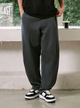 美国EVERLAST拳击男女同款重磅纯棉针织长裤宽松潮流运动弯刀卫裤