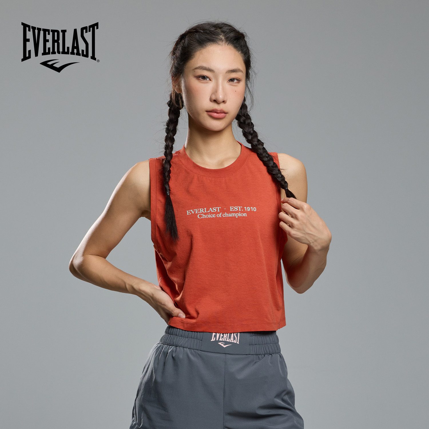 美国EVERLAST拳击上衣女短款corssfit综合训练服运动健身跑步背心