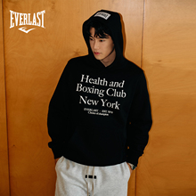 美国EVERLAST拳击运动美式复古街头潮流宽松男女黑色加绒连帽卫衣