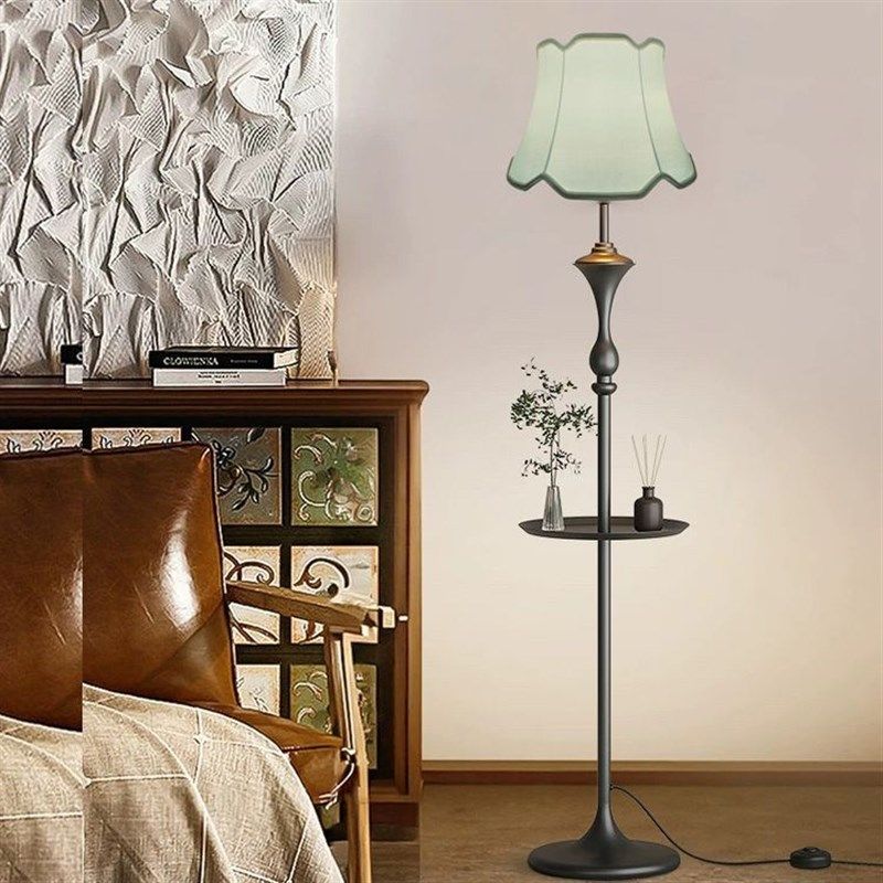 美式复古茶几落地灯沙发客厅卧室书房圆桌置物立式中古护眼氛围灯,家装灯饰光源,置物功能落地灯,淘宝优惠券,粉丝福利购,淘宝优惠卷
