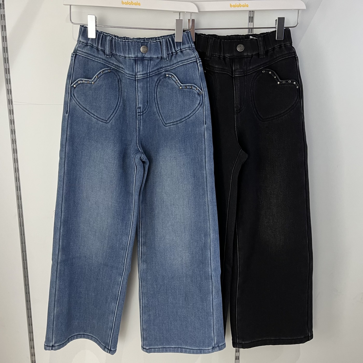 巴拉巴拉女童直筒加绒休闲百搭牛仔裤2025冬装新款202425108012