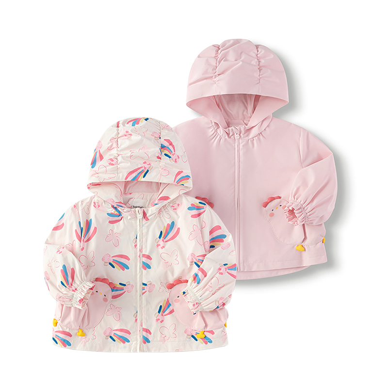 巴拉巴拉女幼小童便服秋季卡通萌趣印花连帽梭织外套201325105005