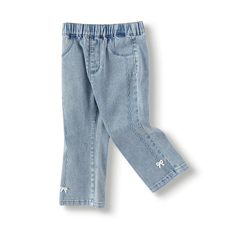 巴拉巴拉女幼童长裤秋季时尚甜美百搭微喇休闲牛仔裤201325108001