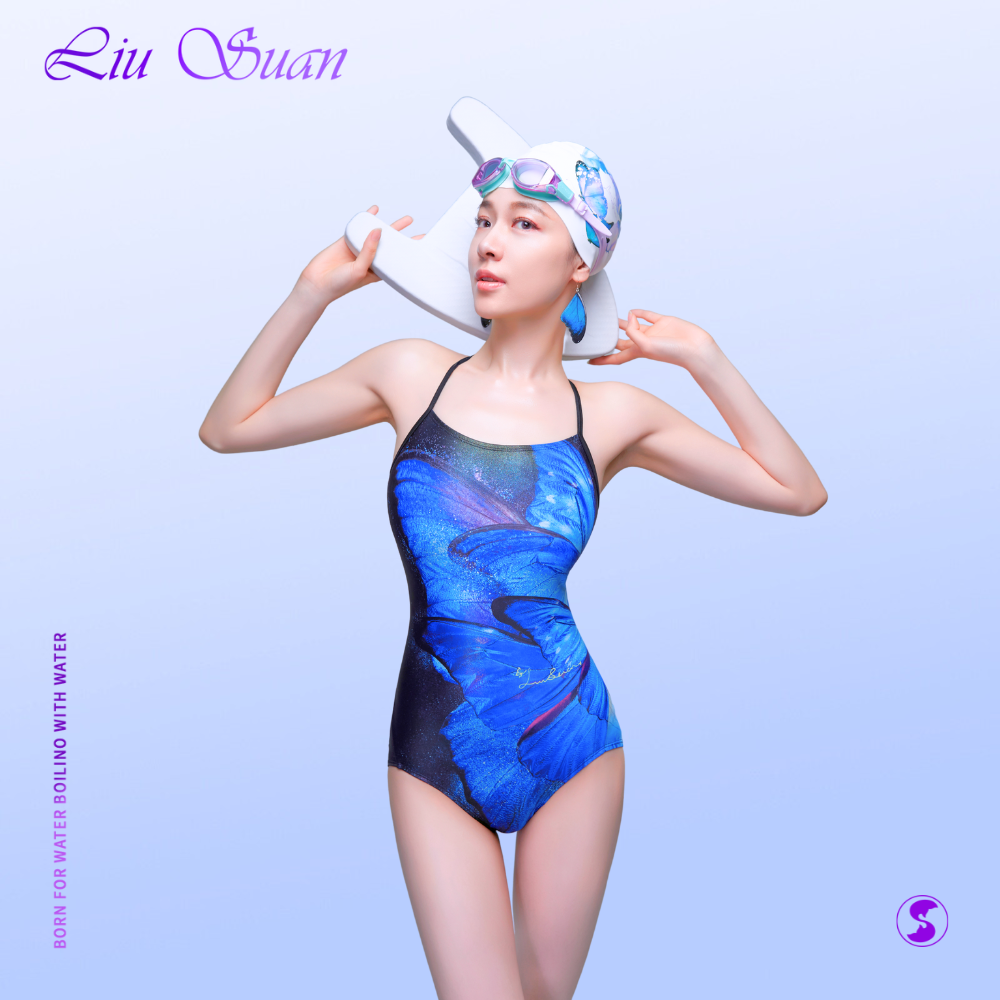 鎏酸显瘦竞速泳衣全包臀带胸垫