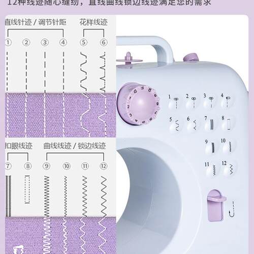 2024年新升级50锁边缝纫机家用迷你电动多功能小型台式吃厚