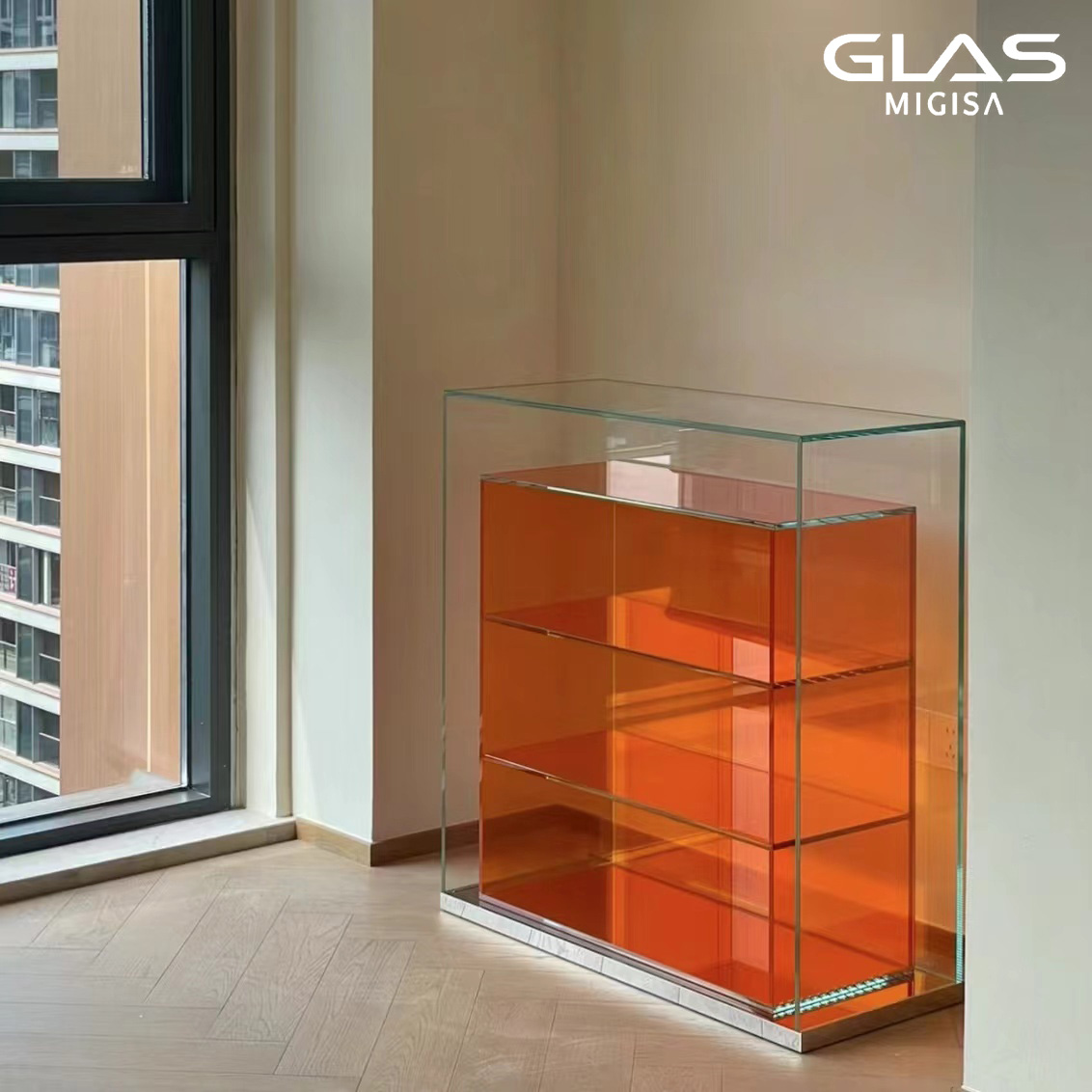 意式玻璃极简书柜glasmigisa