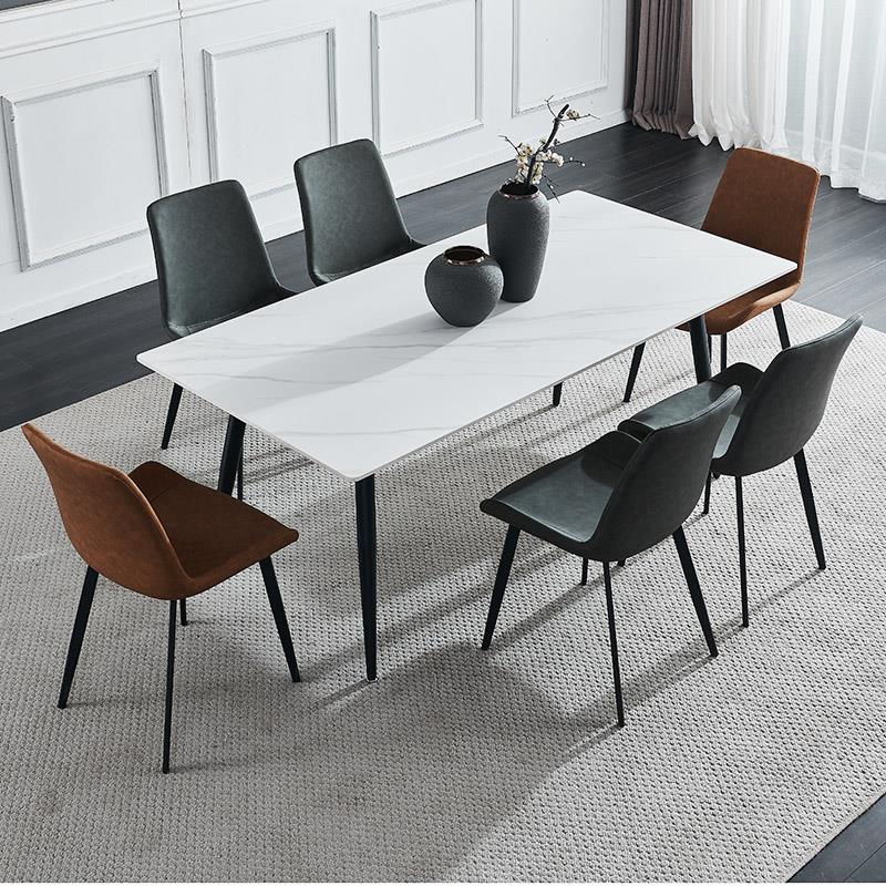 意式轻奢岩板餐桌椅组合北欧现代简约小户型家用餐桌长方形饭桌子