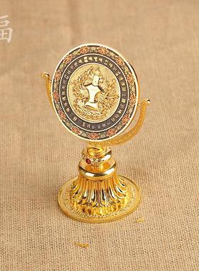 博福合金准提镜可调节家用供奉供具菩萨宝镜子礼盒包装摆件高16cm