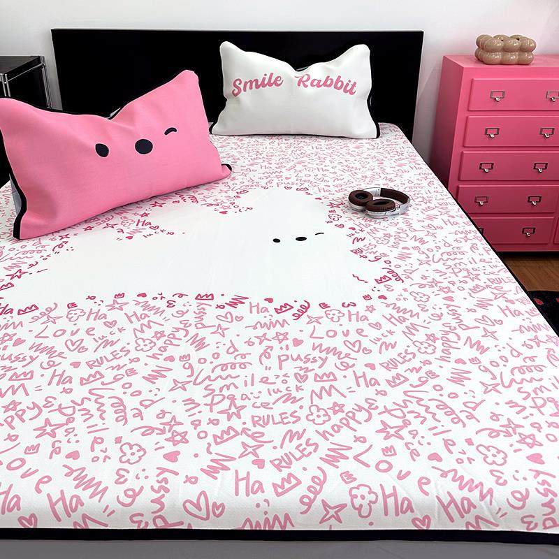 花田小汐 小兔叽 可爱夏季凉感冰丝凉席三件套可折叠可水洗空调凉