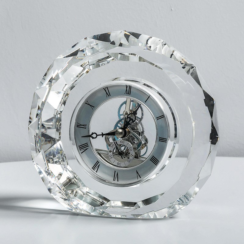 K9水晶钟表座钟 客厅现代简约欧式创意时尚 办公室装饰摆件