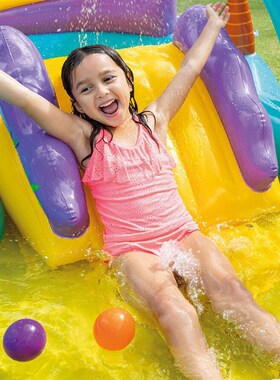 INTEX57135恐龙喷水池充气海洋球池婴幼儿戏水池游泳池加厚钓鱼池