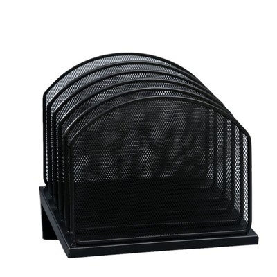 黑色简约金属收纳架立式桌面文件架办公用品单层横向叠架收纳筐