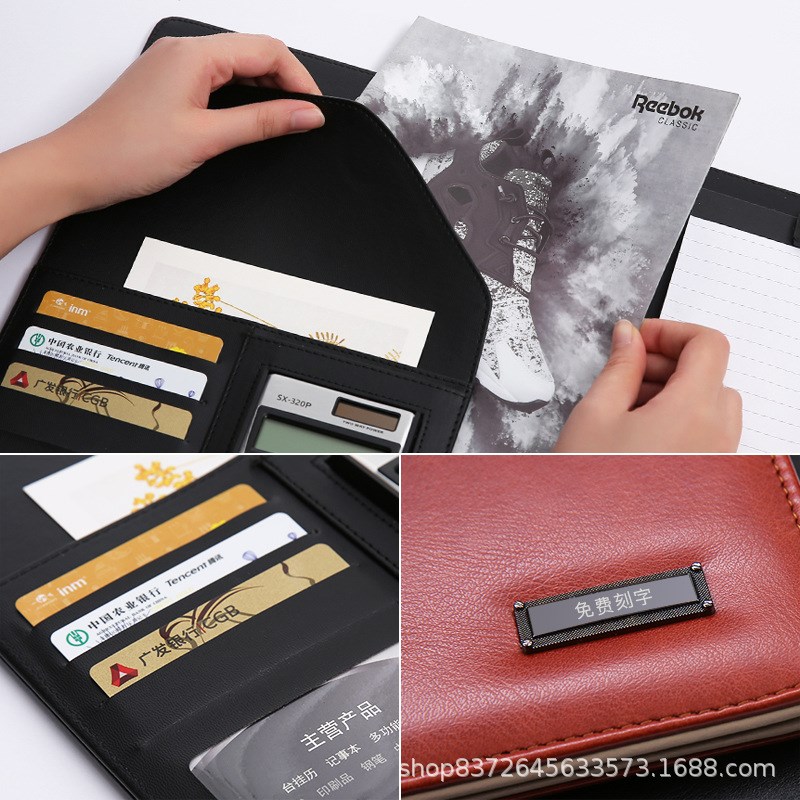 多功能卡位收纳a4垫板夹合同皮质谈单拉链签约资料册商务会议