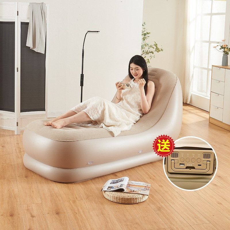 跨境充气懒人沙发PVC植绒充氣沙發全自动户外露营躺椅充气靠背椅