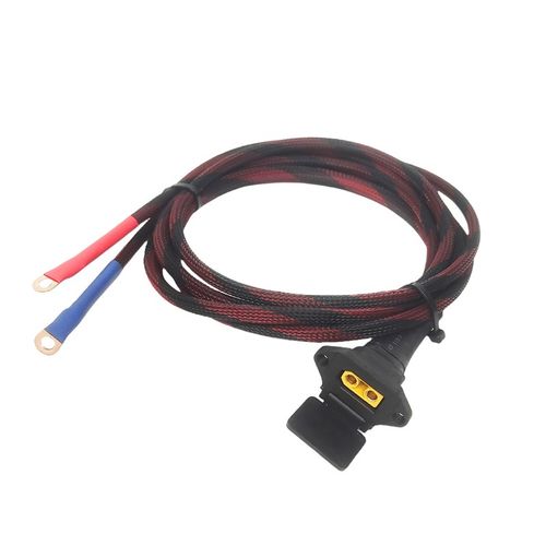 1米XT90母头+品字带盖充电口+加厚铜鼻约10平方8AWG特软硅胶线/