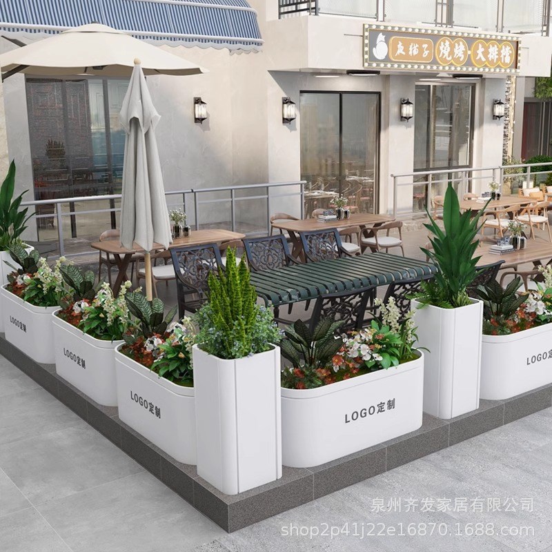 户外铁艺花箱组合长方形室外花槽广场售楼部种植花坛移动花箱