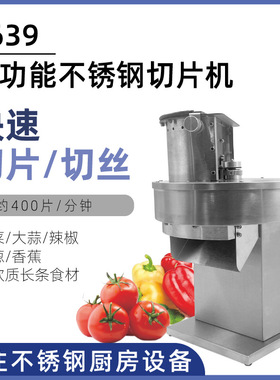 VTKE商用果蔬切片机厨房多功能切土豆柠檬不锈钢电动切片切丝机